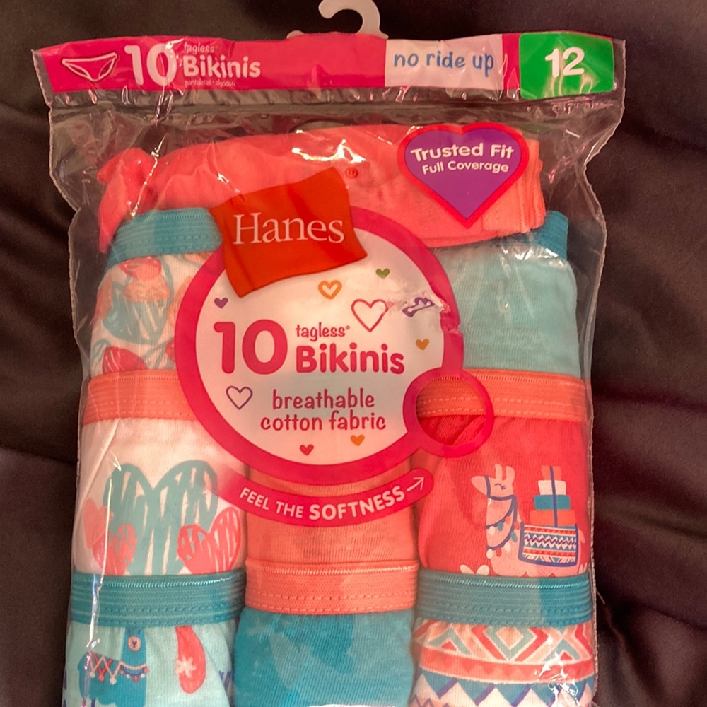New Hanes girls size 12 bikini underwear